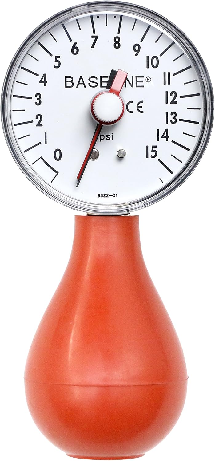 Baseline 12-0293 Dynamometer, Pneumatic Squeeze Bulb with Reset, 15 PSI Capacity