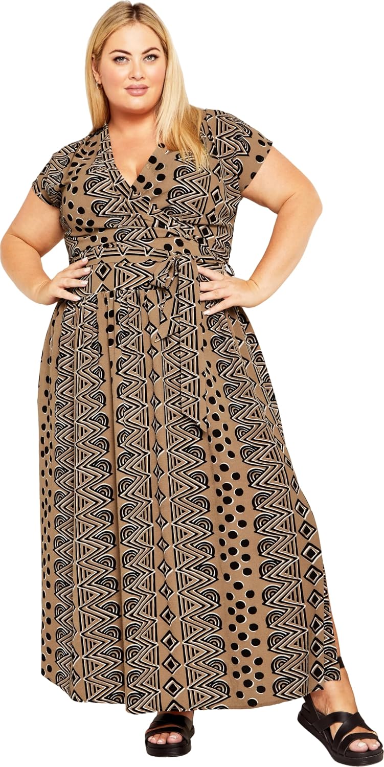 Avenue Women's Avenue Plus Size Dress Havana Maxi Pr in Navy Spot