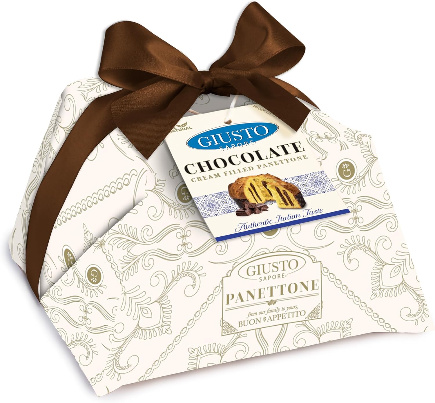Giusto Sapore Authentic Italian Panettone Filled with Chocolate Cream - New and Imported from Italy, Family Owned - 28.21 oz