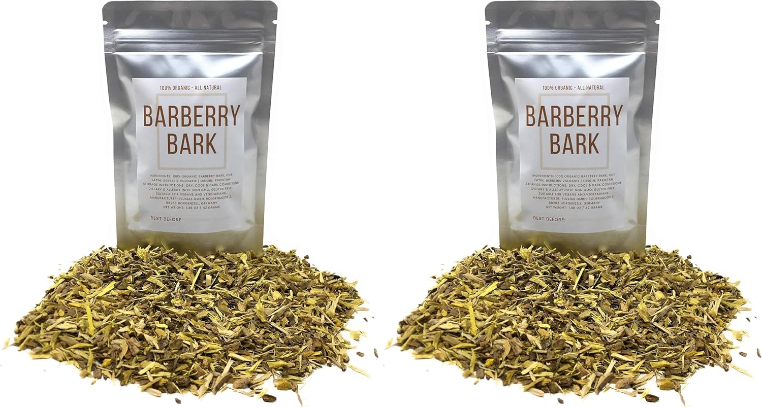 Barberry Bark - Dried, Cut & Natural Berberis Vulgaris Bark - Net Weight: 1.48oz/ 42g (Pack of 2)