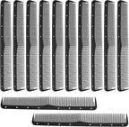 Leinuosen 12 Pcs Carbon Fine Cutting Comb for Salon Hairdressing, Heat Resistant Barber Comb (Black)