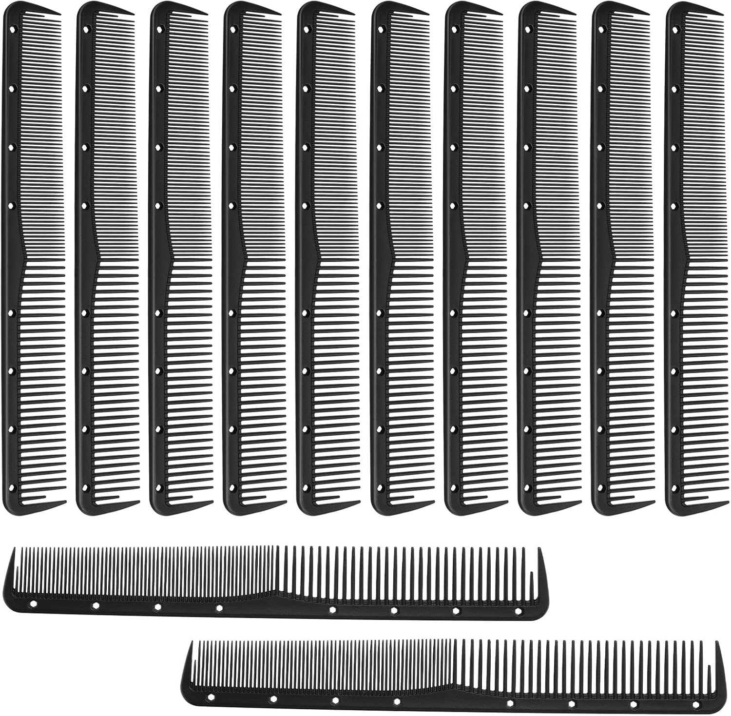 Leinuosen 12 Pcs Carbon Fine Cutting Comb for Salon Hairdressing, Heat Resistant Barber Comb (Black)