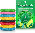 BuggyBands 12 Pack Mosquito Repellent Bracelets for Adults & Kids, Individually Wrapped, DEET Free, Natural and Waterproof Band