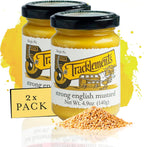 TRACKLEMENTS - Strong English Mustard - Spicy Hot Yellow Mustard, Condiments for Recipes - Sauce Goes with Steaks & Burgers - Gluten Free, VEGAN, Non-GMO - 4.94oz Jar - Pack of 2