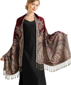 vimate Silky Paisley Pashmina Shawl Scarf-Women's Soft Double-side Jacquard Pashminas Wrap for Evening Dress Travel Shawl