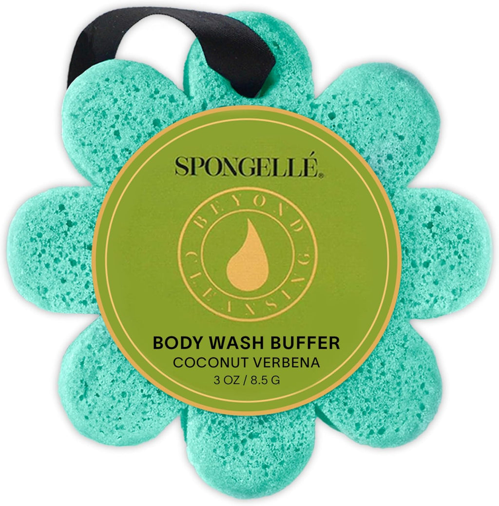 Spongellé Coconut Verbena Wild Flower Bath Sponge | Built-in Body Wash & Body Scrubber, Shower Loofah Sponge for Women | 14+ uses