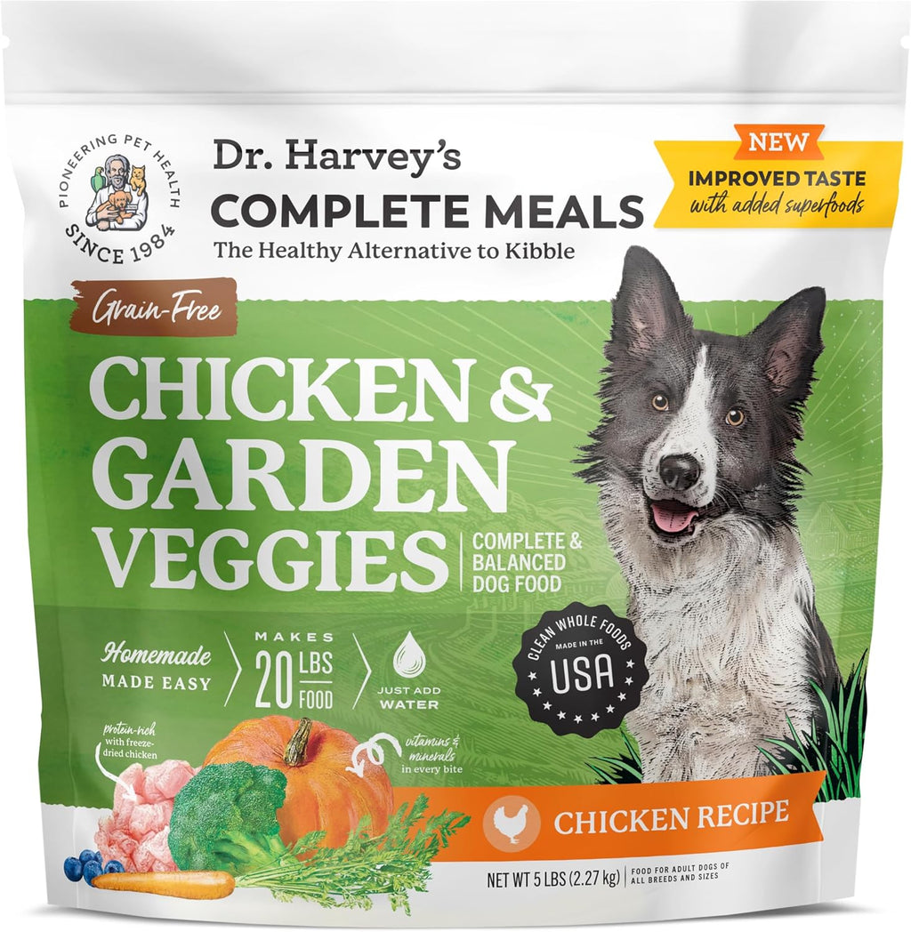 Dr. Harvey's Chicken & Garden Veggies Dog Food, Grain-Free Dehydrated Food for Dogs with Freeze-Dried Chicken (5 Pounds)