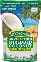 Let's Do Organic Unsweetened Shredded Coconut - Coconut Shreds, Great for Baking, Versatile Ingredient, No Sweeteners, USDA Organic - 8 Oz (12 Pack)