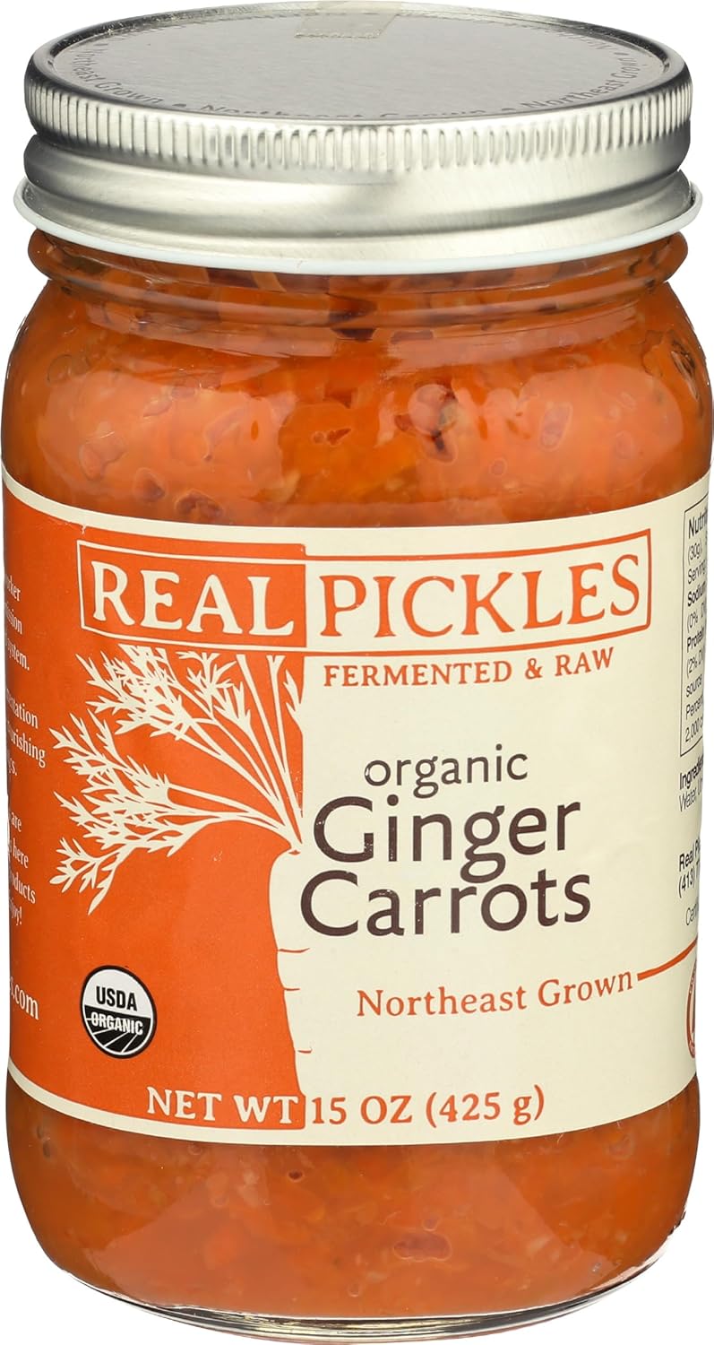 Real Pickles, Carrots Ginger Organic, 15 Ounce