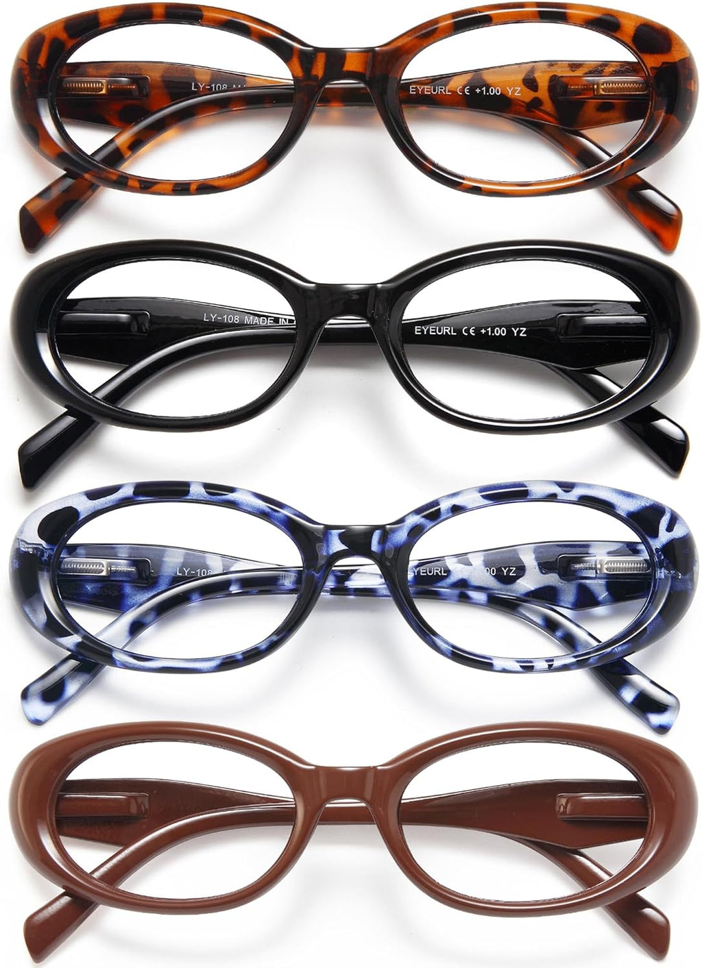 EYEURL Reading Glasses for women Oval Blue Light Blocking Glasses Computer Readers for Women Anti-Glare/UV Rays Eyeglasses with Spring Hinges 1.50