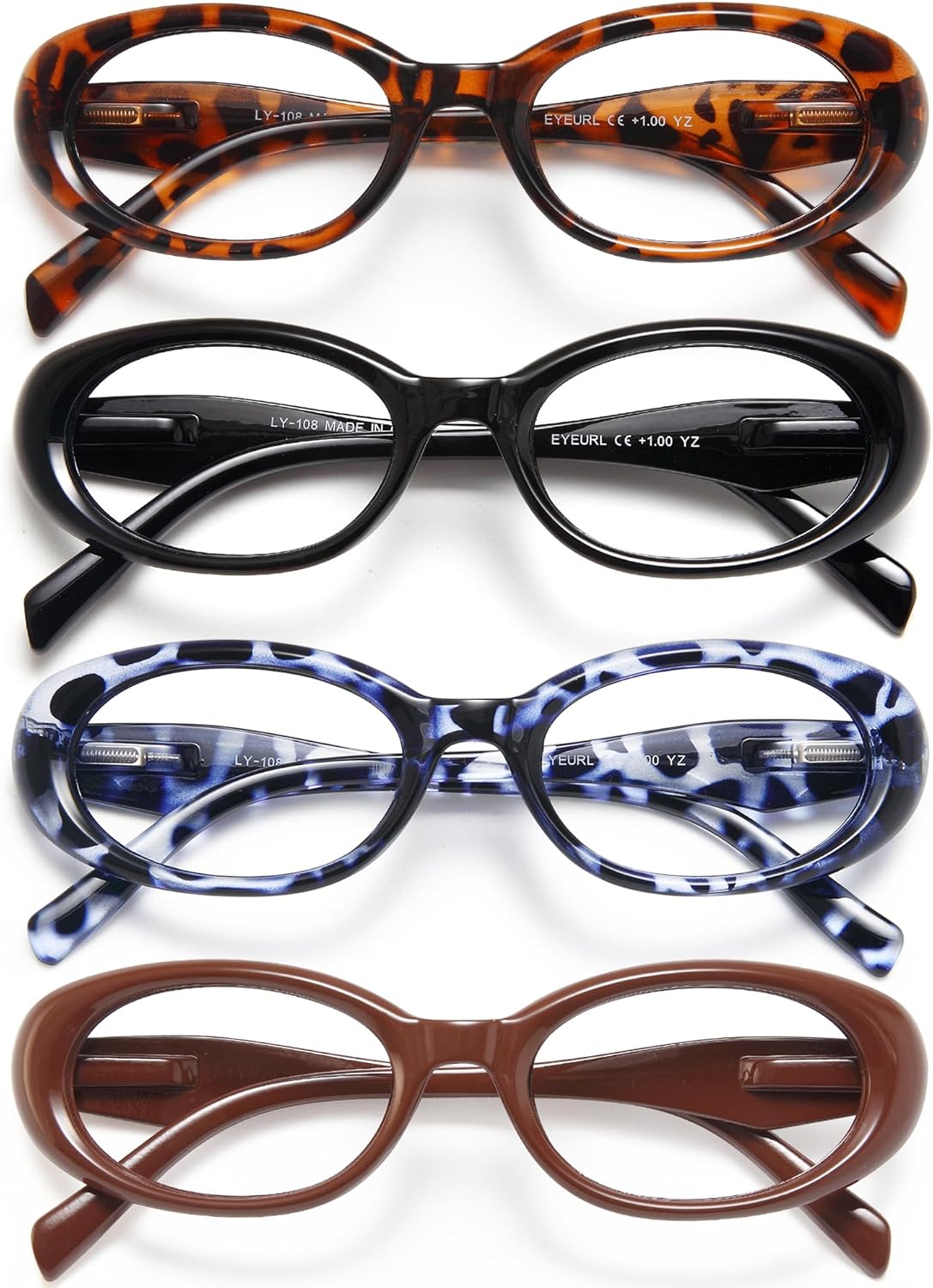 EYEURL Reading Glasses for women Oval Blue Light Blocking Glasses Computer Readers for Women Anti-Glare/UV Rays Eyeglasses with Spring Hinges 1.50
