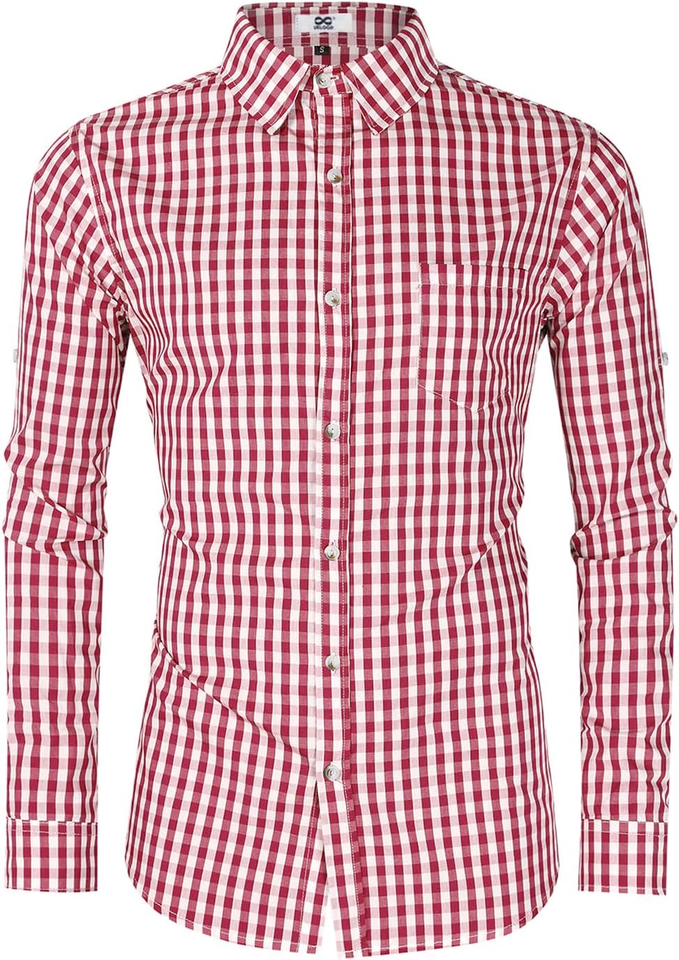 Men's German Bavarian Oktoberfest Casual Plaid Dress Shirt Checkered Button Down Shirts Long Sleeve Classical Shirts