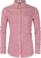 Men's German Bavarian Oktoberfest Casual Plaid Dress Shirt Checkered Button Down Shirts Long Sleeve Classical Shirts