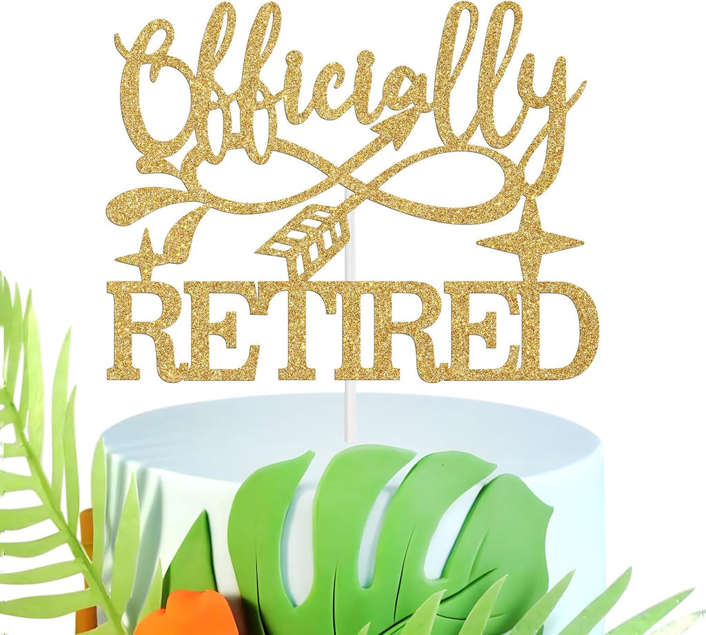 Officially Retired Cake Topper, The Legend has Retired/Rude That You're Leaving but Ok, Happy Retirement Party Decoration Supplies, Gold Glitter