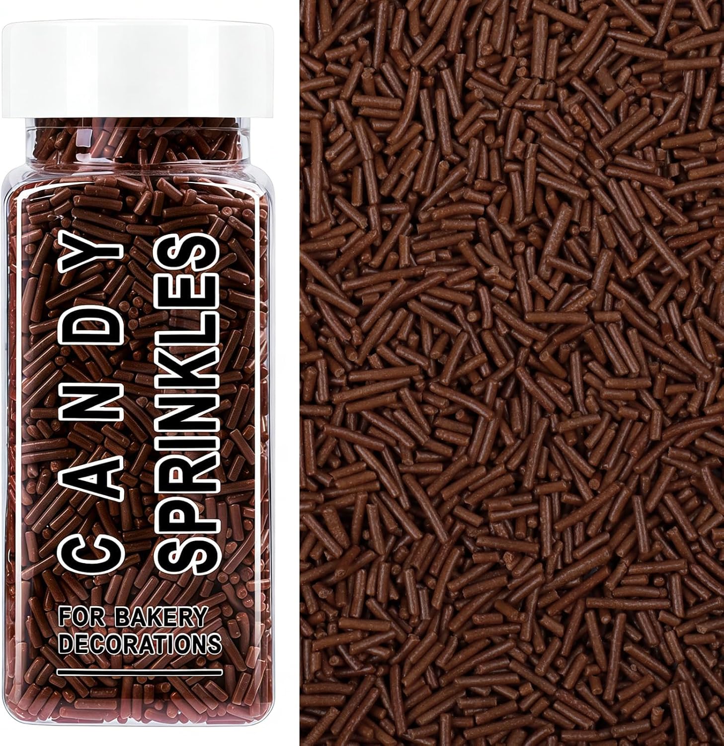 Chocolate Jimmies Sprinkles, Edible Brown Sprinkles for Baking Topping, Cupcakes, Cookies, Ice Cream & Cake Decorating, Christmas Halloween Year-Round Party Supplies