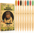 8 Count Bamboo Toothbrushes - BPA Free Soft Bristles Natural Toothbrush Set - Biodegradable & Compostable Eco-Friendly Wooden Toothbrush