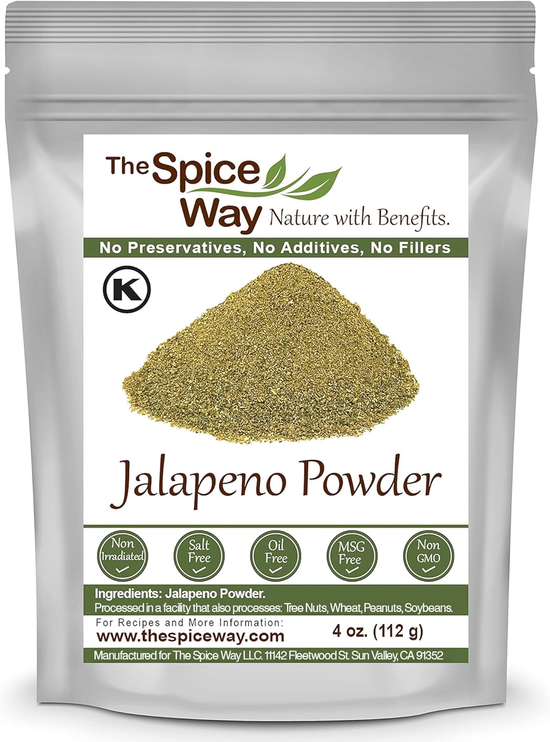 The Spice Way Jalapeno Powder - (4 oz) hot pepper powder from pure chile dried pods