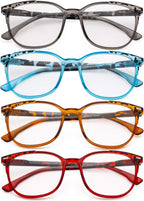 CessBlu Ladies Large Square Reading Glasses 4 Pairs Oversize Reader Eyeglasses for Women Reading