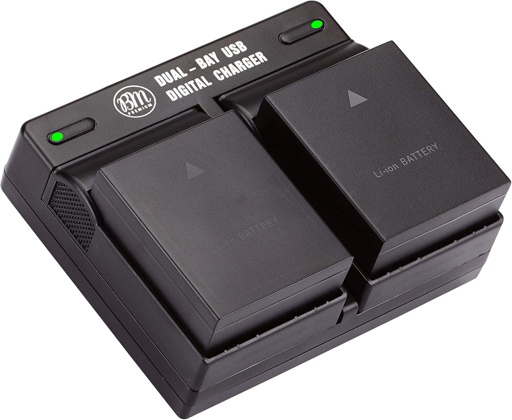 BM Premium 2 Pack of Fully Decoded BL-H1 Batteries and Dual Bay Charger Kit for Olympus OM-D E-M1 Mark II, E-M1 Mark III, E-M1X, BCH-1, HLD-9 Cameras