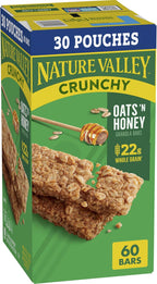 Nature Valley Crunchy Oats 'n Honey Granola Bars, 60 Bars, 44.7 OZ (30 Pouches)