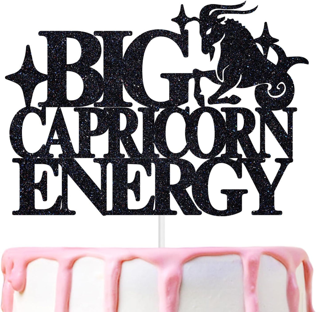 Big Capricorn Energy Cake Topper, Happy Birthday Capricorn in December/January, Capricorn Season, 12 Zodiac Constellation Theme Birthday Party Decoration Supplies