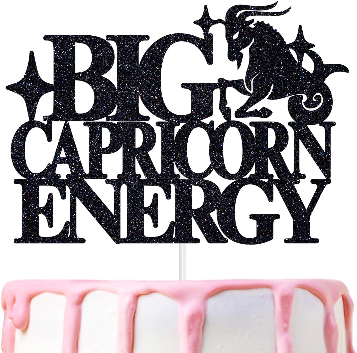 Big Capricorn Energy Cake Topper, Happy Birthday Capricorn in December/January, Capricorn Season, 12 Zodiac Constellation Theme Birthday Party Decoration Supplies