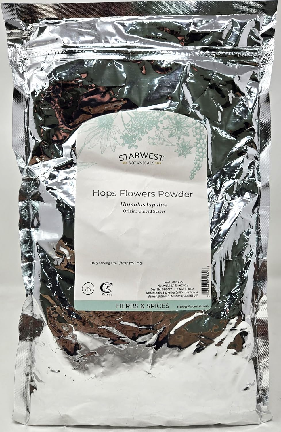 Hops Flowers Powder - Humulus lupulus, 1 lb