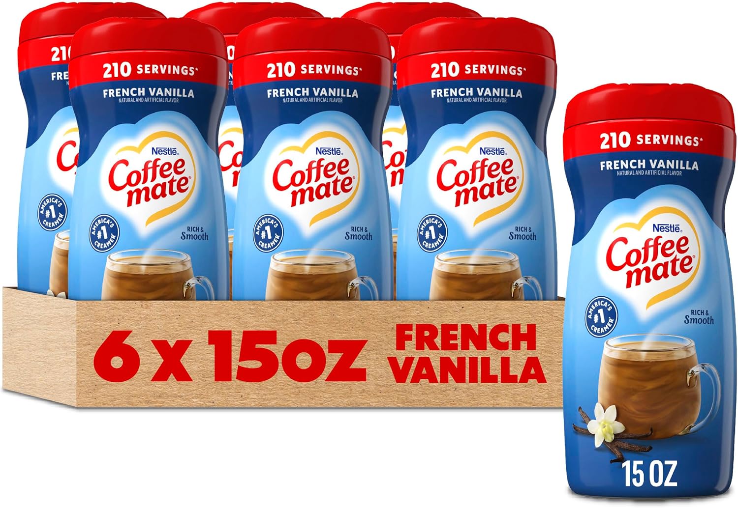Coffee-mate French Vanilla Powdered Coffee Creamer, 15-Ounce Packages (Pack of 6)