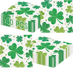 40 Pcs St.Patricks Day Napkins 13 x 13 Inches - Green Shamrock Napkin, 3-Ply Disposable Lucky Irish Cocktail Beverage Dinner Napkins Set for Saint Patrick's Day Party Supplies Table Decorations