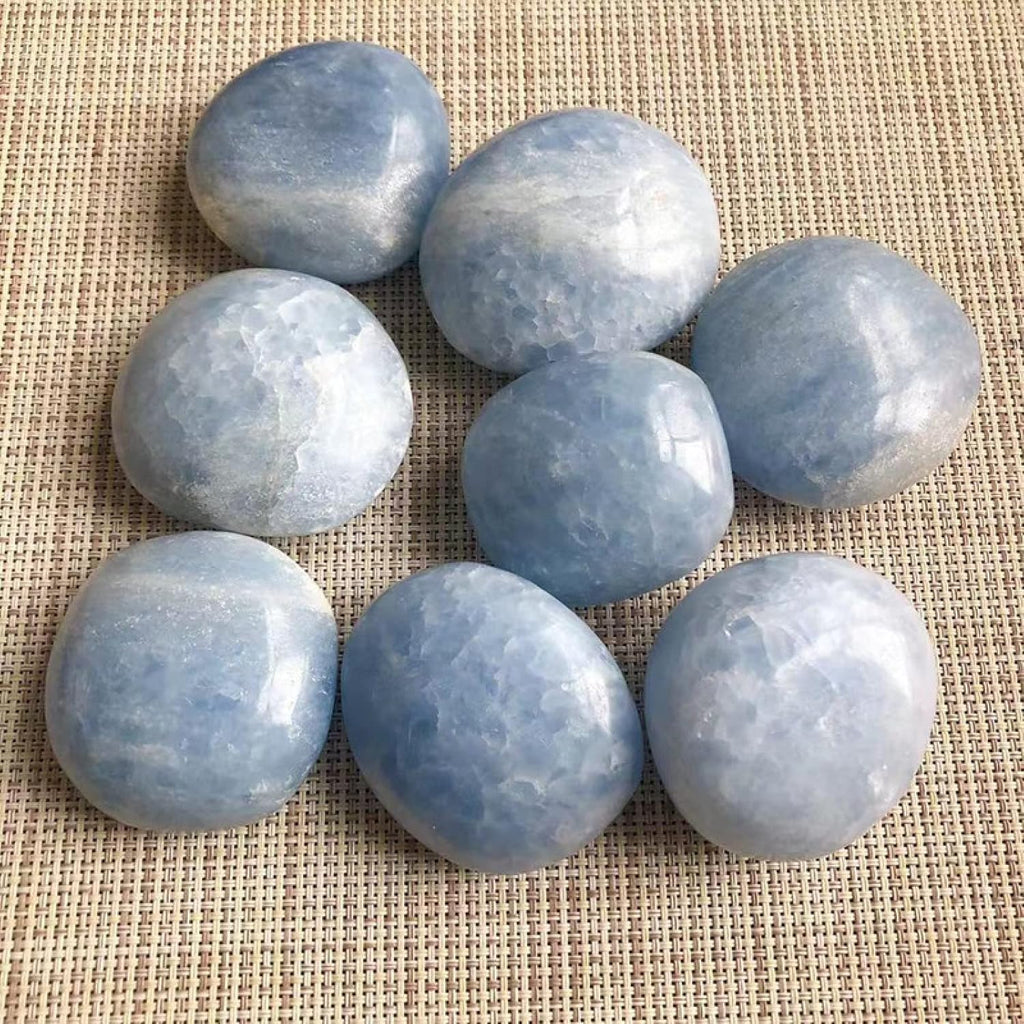 Natural Stones Quartz Minerals Gemstones Crystals Massage Palm Gems Home Decoration,Celestite,40-60mm