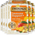 Twinings Superblends Immune Support+ Herbal Tea with Vitamin C, Ginger & Mango Flavoured Green Tea, 16 Tea Bags (Pack of 6), Naturally Caffeine-Free, Enjoy Hot or Iced, 96 Teabags