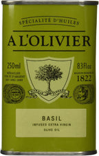 A L'Olivier Olive Oil Infused with Basil, 8.3 Ounce Tin