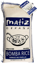 Matiz España Bomba Paella Rice from Spain (2.2 lbs.) Firm, Natural Spanish Grain | Round, Medium Short | Risotto and Arrow Negro | Gluten Free (1 bag)