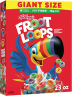 Kellogg's Froot Loops Breakfast Cereal, Good Source of Fiber, 15g Whole Grains, Giant Size, 23 oz