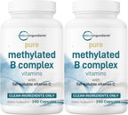 Micro Ingredients 2 Pack Pure Methylated B Complex, 480 Capsules | 11-in-1 Formula with B12, Thiamin, Folate, Inositol, Choline, & Vitamin C | Filler Free | Non-GMO