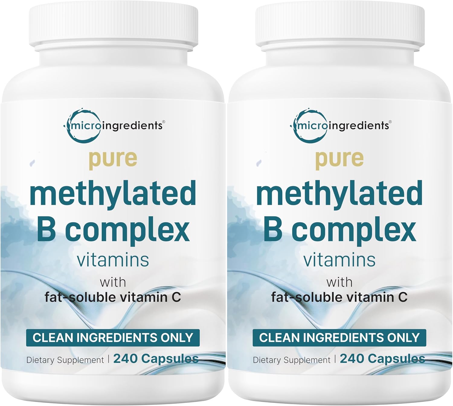 Micro Ingredients 2 Pack Pure Methylated B Complex, 480 Capsules | 11-in-1 Formula with B12, Thiamin, Folate, Inositol, Choline, & Vitamin C | Filler Free | Non-GMO