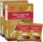 Pocas Honey Ginger Instant Tea Powder, Date Flavor 2-Pack, Ginger Extract & Real Honey, Caffeine-Free Tea, 20 Packets per Box
