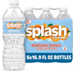 SPLASH REFRESHER Flavored Water Bottles, Mandarin Orange Flavor - 6-Pack, 16.9 Fl Oz - Refreshing Flavored Bottled Water with Electrolytes - Zero Sugar & Zero Calories