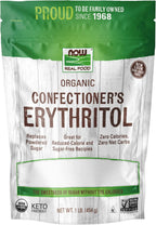 NOW Foods, Organic Confectioner's Erythritol Powder, Replacement for Powdered Sugar, Zero Calories, 1-Pound (Packaging May Vary)