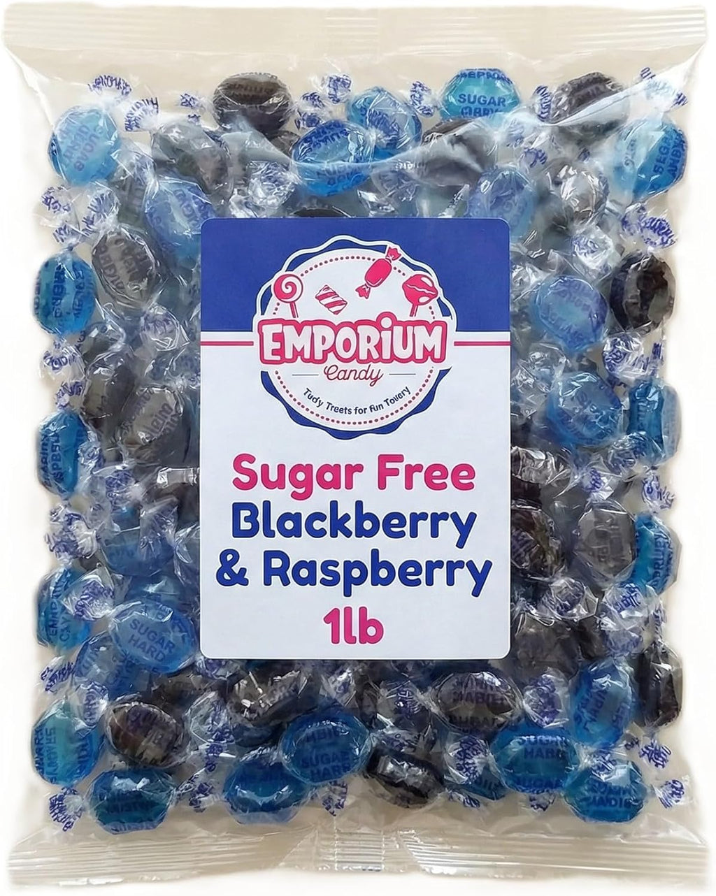 Sugar Free Assorted Mixed Berry Hard Candy Buttons - 1 lb of Fresh Delicious Individually Wrapped Blackberry Raspberry Candy