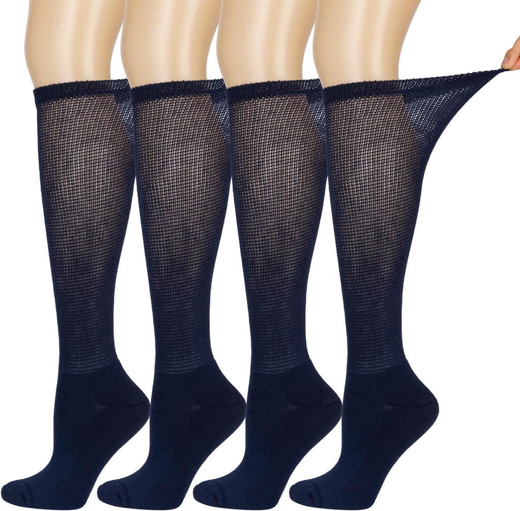 Diabetic Socks for Men & Women, No-Binding Knee High Socks 4 Pairs