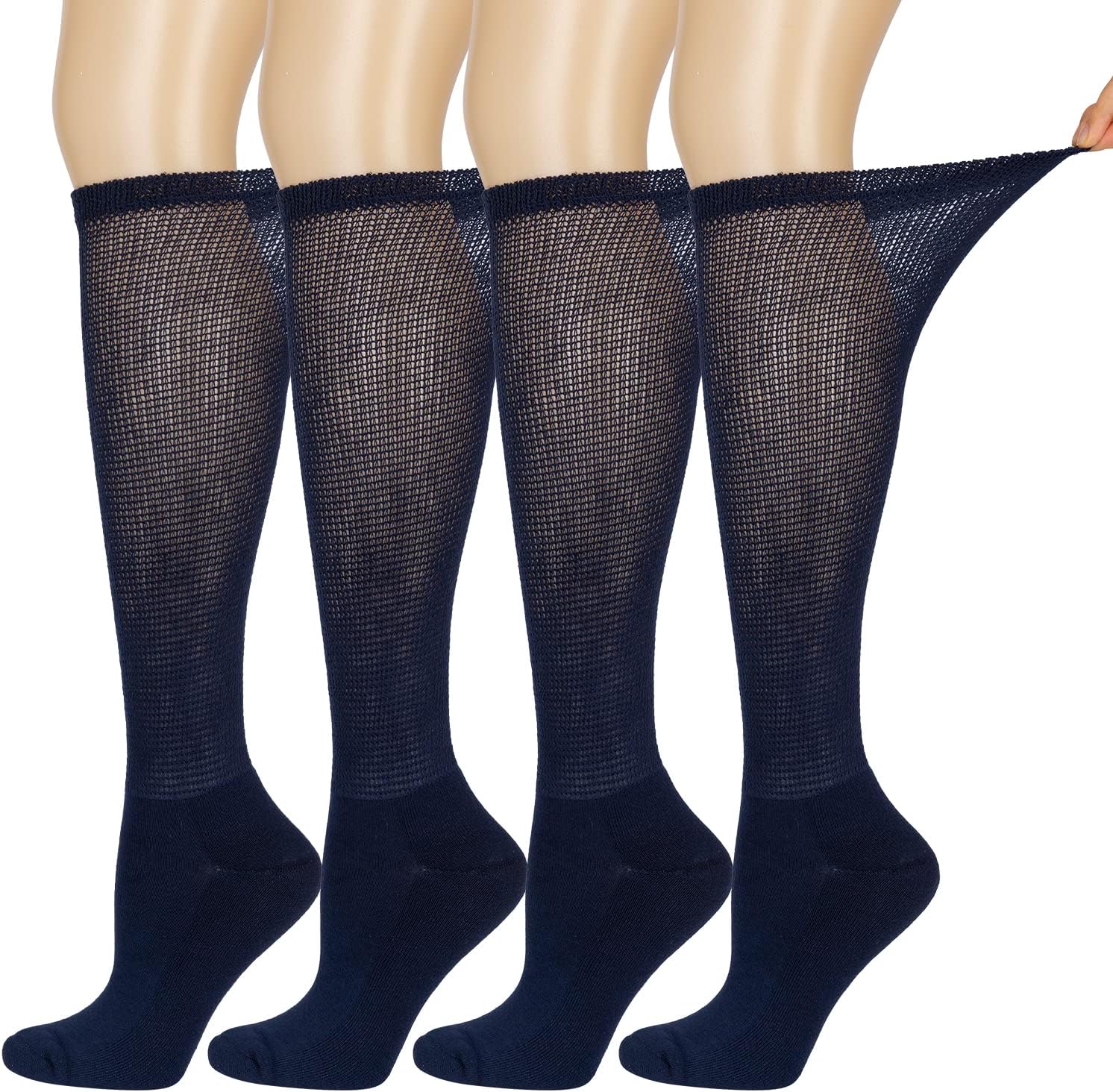 Diabetic Socks for Men & Women, No-Binding Knee High Socks 4 Pairs
