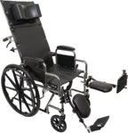 ProBasics Standard Reclining Wheelchair - Padded Detachable Desk Length Arms - 300 Pound Weight Capacity - Elevating Leg Rest, 18 x 16 inch Seat