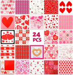 24 Pack Decoupage Napkins 13x13 inch Assorted Red Love Heart Decorative Paper Napkins for Valentine's Day, Wedding, Mother's Day,mothers day decorations and Anniversary