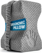 Knee Pillow for Side Sleepers,Memory Foam Leg Pillow for Side Sleeping Between Knees,Knee Cushions for Hip,Back,Joints,Sciatica Pain Relief Pillows,Spinal Alignment Support,Grey
