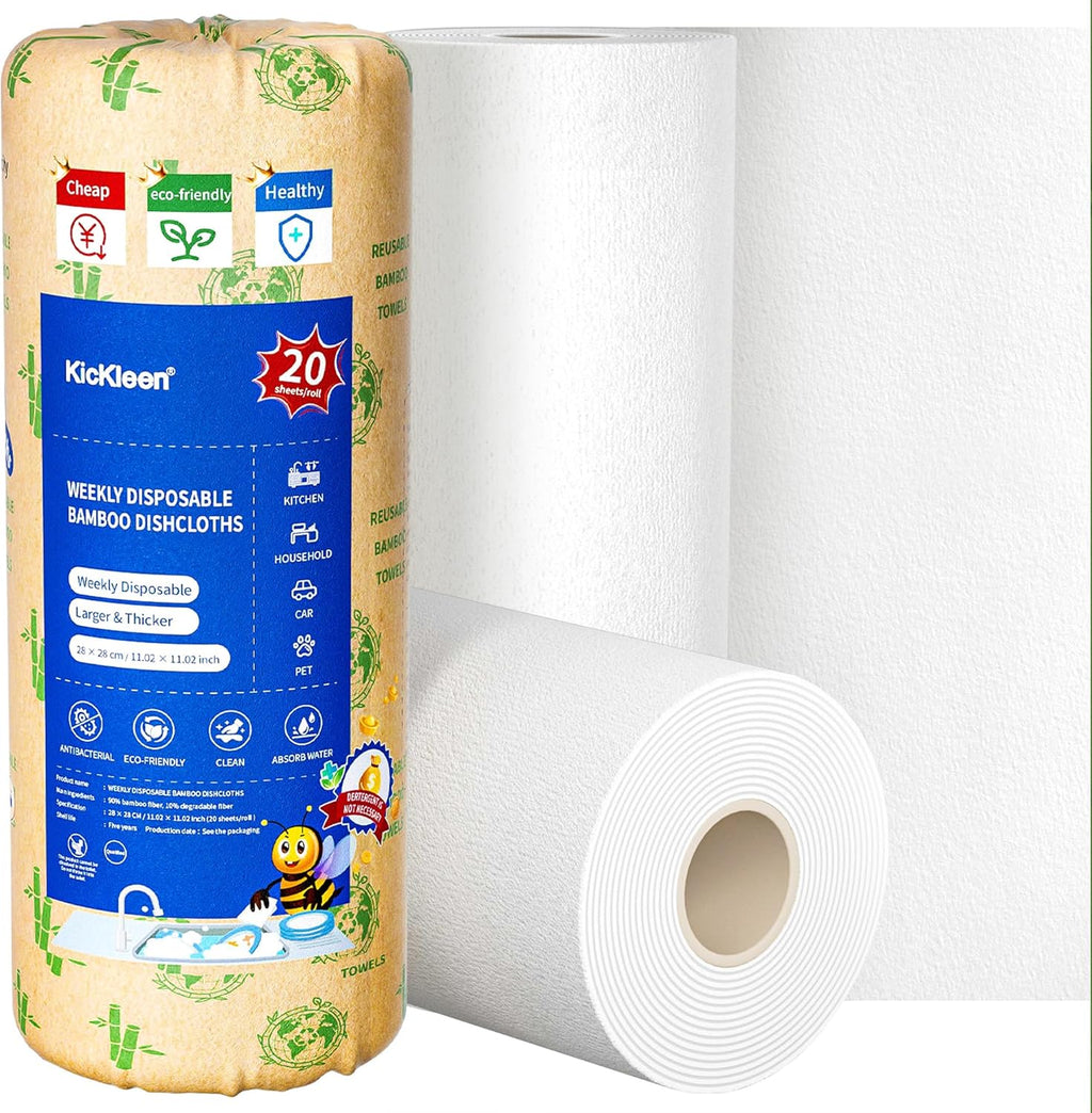 Reusable Bamboo Paper Towels | Ultra Absorbent, Heavy Duty & Washable | Organic Paper Towels | Eco Friendly Bamboo Towels| Unpaper Towel Alternative | 20 Sheets, 11.2"x11 | 1 Roll (1)