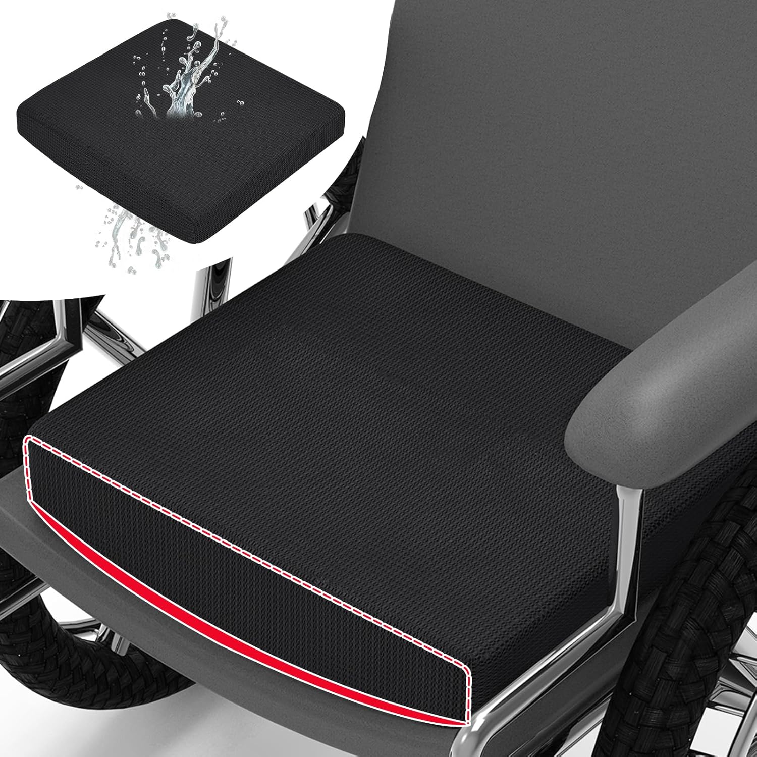 HAVARGO Washable Wheelchair Seat Cushions–Easy Maintenance Wheelchair Cushion That Reduces Caregiver Workload–Patented Anti-Sag Design with Anti-Slip Cover for Improved Comfort on Lower Back& Tailbone