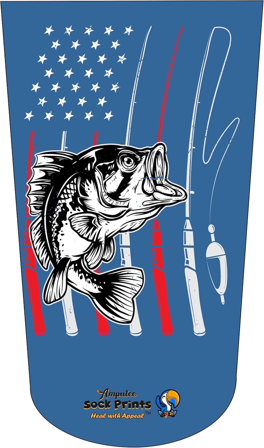 Heal with Appeal Amputee stump sock, Bass American Flag V1, 3Ply stump sock