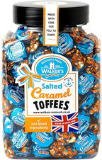 Walkers Nonsuch Salted Caramel Toffees Jar 1.25kg (44.09 Oz) – Traditional British Candy – Sweet and Salty Caramel Toffee Individually Wrapped – Imported UK Gourmet Milk & Butter Candy Gift Pack