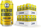 Health-Ade Ginger-Lemon Kombucha, Organic Drink, 24-Pack (11.5 Fl Oz Cans) - Fermented Tea with Probiotics, Detoxifying Acids, Supports Gut Health - Non-GMO, Vegan, Gluten-Free